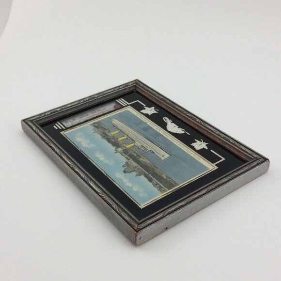 Vtg Framed Empress Britain Boat Postcard Chateau Frontenac Quebec Thermometer - Picture 8 of 16